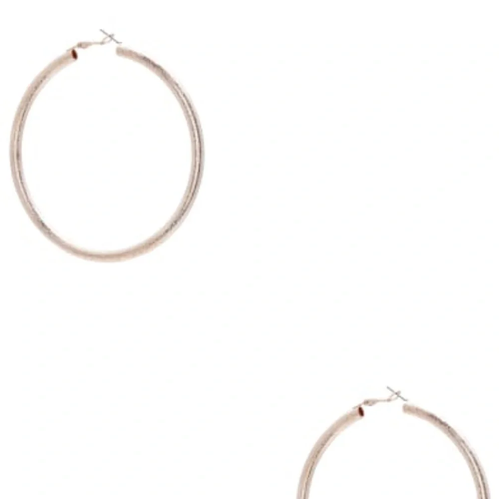 New GUESS Rose Gold-Tone Large Glitter Hoop Earrings